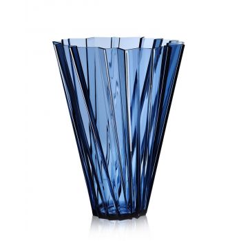Vaza Kartell Shanghai design Mario Bellini h44cm albastru transparent