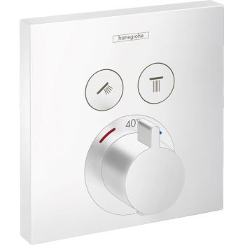 Baterie cada - dus termostatata Hansgrohe ShowerSelect cu montaj incastrat necesita corp ingropat alb mat la reducere