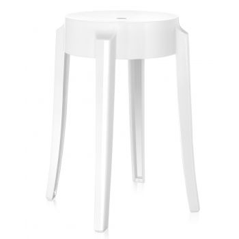 Set 2 scaune Kartell Charles Ghost design Philippe Starck h45cm alb lucios
