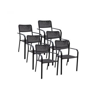 RAKI CAMPMAN Set 6 scaune cu brate 55,5x54x80cm maro