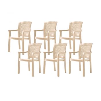Set 6 scaune RAKI ROMA RATTAN culoare cappuccino 57x60xh90cm polipropilena/fibra sticla