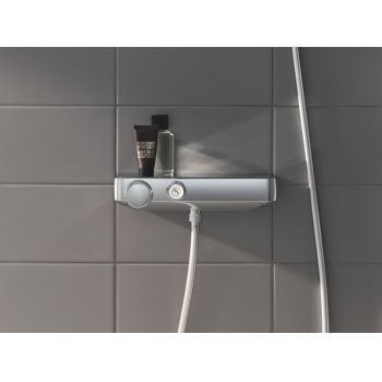 Baterie cabina dus cu termostat Grohe Grohtherm SmartControl, butoane push, CoolTouch, EasyTray, crom -34719000