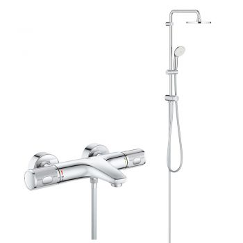 Coloana cada/dus cu termostat, Grohe Grohtherm Performance, palarie 200mm, para dus 1 tip jet,crom(34779000,27389002)