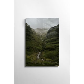 Tablou Sticla Mountain River 1162 Verde, 30 x 45 cm