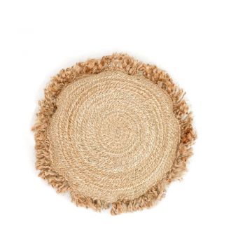 Pernă decorativă din fibre de cânepă Tierra Bella Hemp, ø 45 cm, maro deschis la reducere