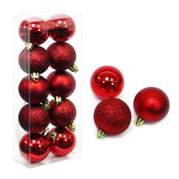 Set 10 globuri roșii de Crăciun Navidad Casa Selección, ø 5 cm