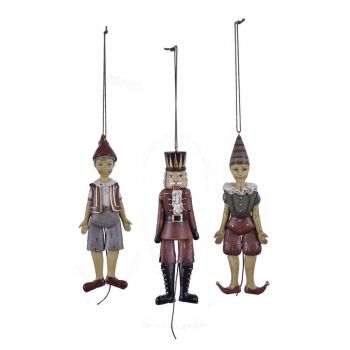 Set 3 decorațiuni de Crăciun în formă de marionete Ego Dekor