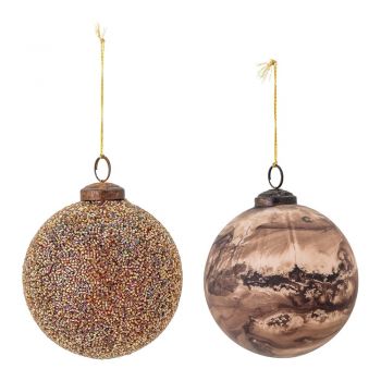 Set de 2 ornamente de Crăciun suspendate din sticlă Bloomingville Loha