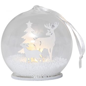 Decorațiune luminoasă de Crăciun albă ø 8 cm Fauna – Star Trading