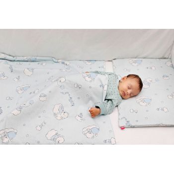 Lenjerie de pat pentru copii 4 piese Ursuletul Martinica albastru 63x127 cm 100x135 cm