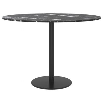 vidaXL Blat masă negru Ø60x0,8 cm, sticlă securizată, design marmură