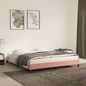 vidaXL Cadru de pat, roz, 160x200 cm, catifea