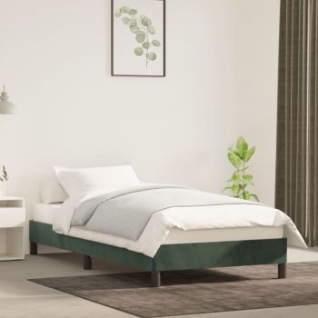 vidaXL Cadru de pat, verde închis, 90x200 cm, catifea
