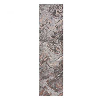 Covor tip traversă Flair Rugs Marbled, 80 x 300 cm, gri-bej