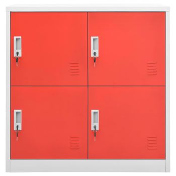 vidaXL Dulap de vestiar, gri deschis și roșu, 90x45x92,5 cm, oțel
