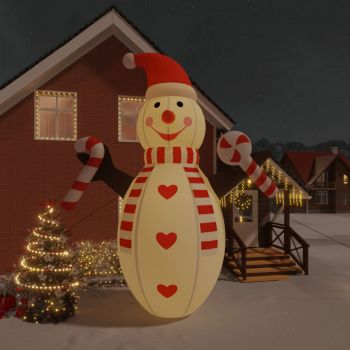 vidaXL Om de zăpadă gonflabil pentru Crăciun, cu LED-uri, 630 cm