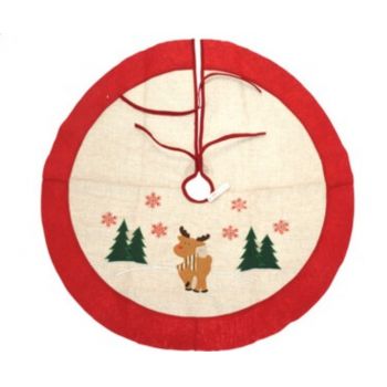 Covor pentru brad Reindeer, Ø90 cm, iuta, multicolor