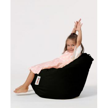 Fotoliu puf pentru copii, Bean Bag, Ferndale, 60x60 cm, poliester impermeabil, negru ieftin