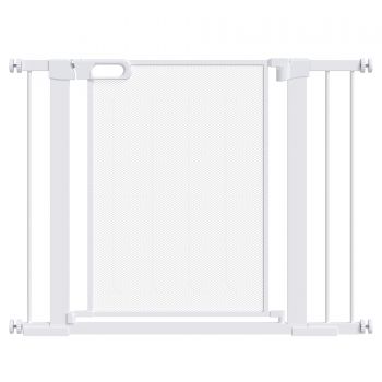 PawHut Poarta de siguranta pentru usi si scari, poarta pentru animale cu inchidere automata, 75-103 cm, alb | AOSOM RO