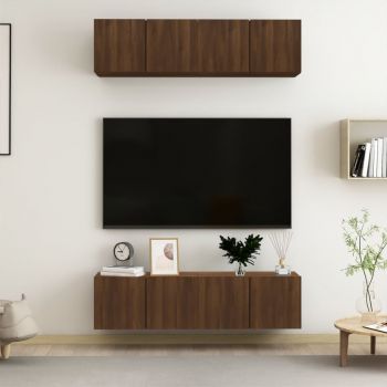 vidaXL Comode TV de perete, 4 buc., stejar maro, 60x30x30 cm, lemn