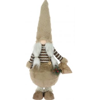 Decoratiune luminoasa Girl Gnome w bag, 18x21x61 cm, plus, maro/alb ieftina