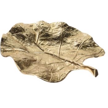 Platou Leaf VAK-1876, 24x21x5 cm, aluminiu, auriu