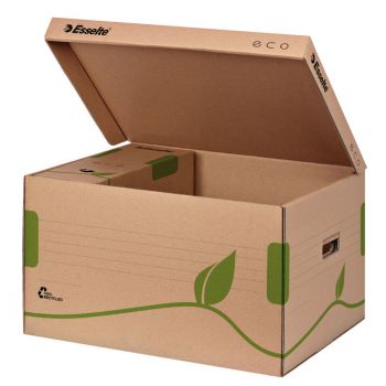 Cutie depozitare cu capac carton reciclat si reciclabil cu capac Esselte Eco la reducere