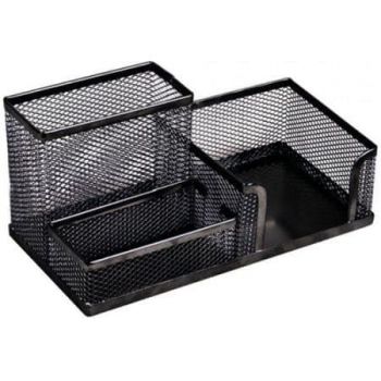 Suport instrumente de scris mesh metalic 3 compartimente negru ieftina