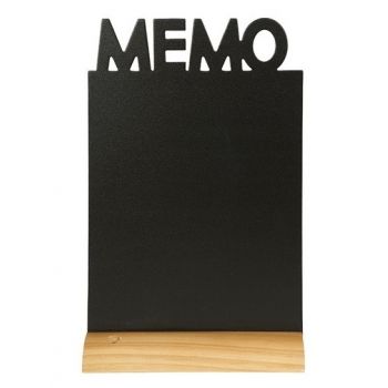 Tabla de scris Securit Silhouette Memo 34 5x21x6cm baza de lemn include marker creta negru