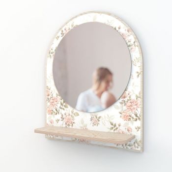 Oglindă de perete cu raft ø 35 cm Roses - Dekornik