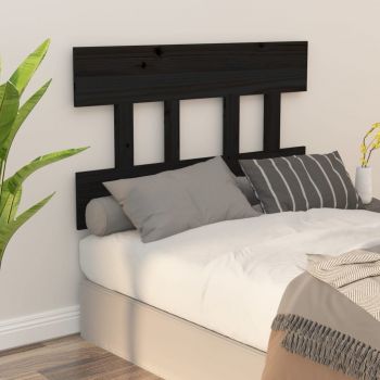 vidaXL Tăblie de pat, negru, 93,5x3x81 cm, lemn masiv de pin