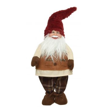 Decoratiune Gnome w hat red, Decoris, 30x15x85 cm, poliester, rosu/chihlimbar/maro ieftina