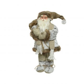 Decoratiune Santa w scarf, Decoris, H30 cm, poliester, maro ieftina