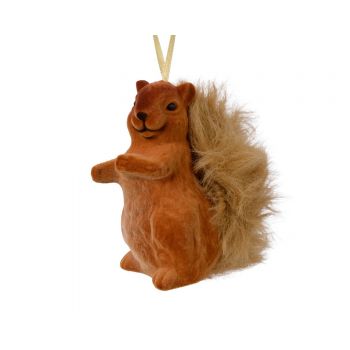 Decoratiune Squirrel w fluffy tail, Decoris, 5.5x8x10 cm, plastic, maro ieftina