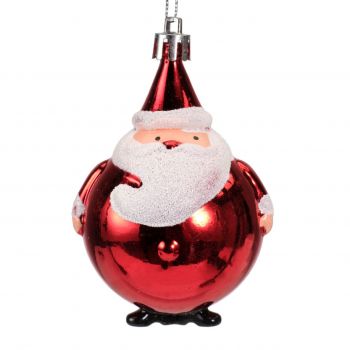 Glob Santa, Decoris, 5.5x8.5 cm, plastic, rosu lucios