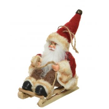 Glob Santa sitting on a sleigh, Decoris, 7x13x10 cm, pasla, multicolor