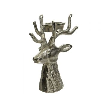Suport pentru lumanare Deer, Decoris, 12.5x10x18 cm, aluminiu, argintiu ieftina