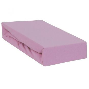 Cearceaf impermeabil cu elastic Qmini pentru patut 120x60 cm din jerseu Pink la reducere