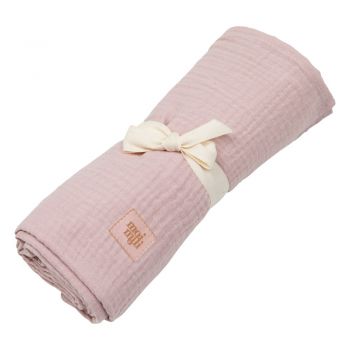Pătură de muselină roz pentru copii 100x100 cm Baby Pink - Moi Mili