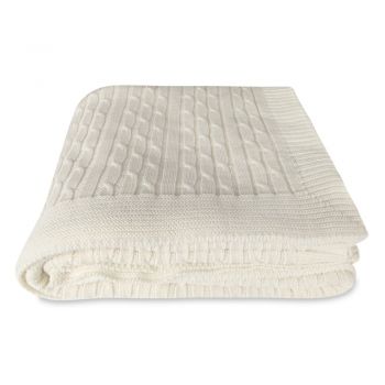 Pătură din bumbac Homemania Decor Softy, 130 x 170 cm, alb