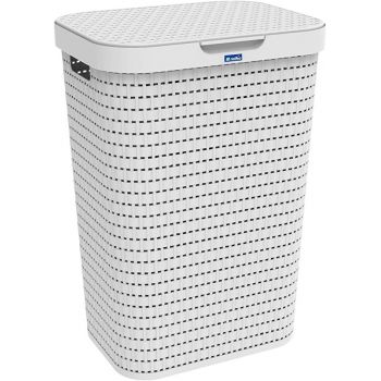 Cos rufe cu capac din plastic Alb Rotho Country 50 L