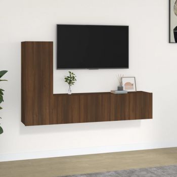 vidaXL Set dulap TV, 3 piese, stejar maro, lemn prelucrat