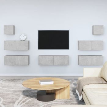 vidaXL Set dulapuri TV, 7 piese, gri beton, lemn prelucrat
