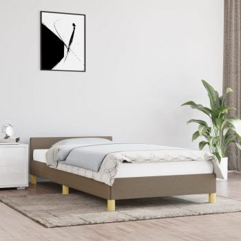 vidaXL Cadru de pat cu tăblie, gri taupe, 100x200 cm, textil