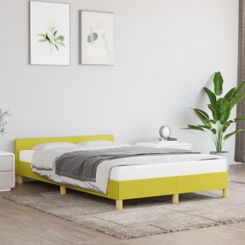 vidaXL Cadru de pat cu tăblie, verde, 120x200 cm, textil