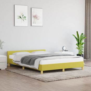 vidaXL Cadru de pat cu tăblie, verde, 140x190 cm, textil