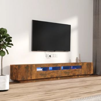vidaXL Set dulapuri TV cu LED, 3 piese, stejar fumuriu, lemn prelucrat