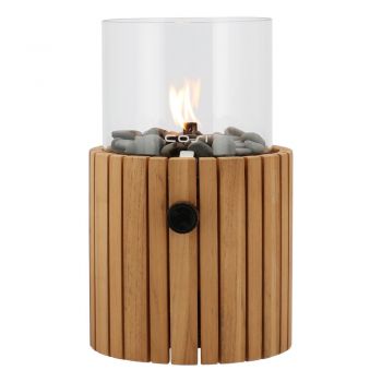 Lampă cu gaz cu suport din lemn de tec Cosi Scoop Timber, înălțime 30 cm