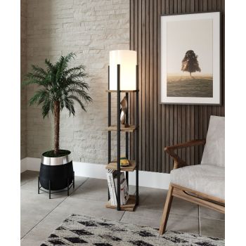 Lampadar, Nora SRC, FullHouse, 21 x 21 x 135 cm, 1 x E27, 60W, natural/negru