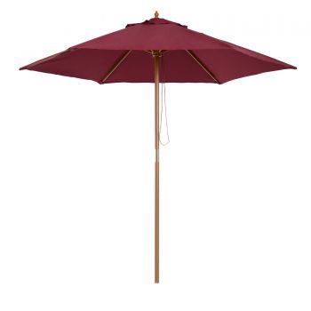 Outsunny Umbrela din lemn pentru soare, bordo, Φ2.5m | AOSOM RO